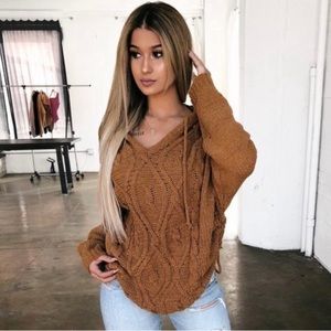Cable Knit Hooded Sweater